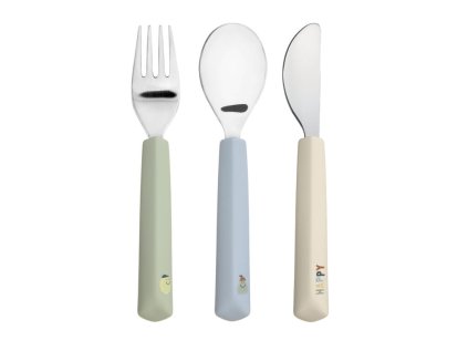 LÄSSIG Cutlery with Silicone Handle 3pcs Happy Fruits lemon