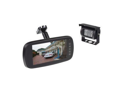 AHD kamerový set monitoru 7" na držák zrcátka se 2 x 4PIN + kamera + 15m kabel