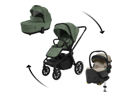 Set kočárek Move Cross 5 + hluboká korba  Move XL 5 + autosedačka XM dle vlastního výběru + báze (Varianta Rocky Green)