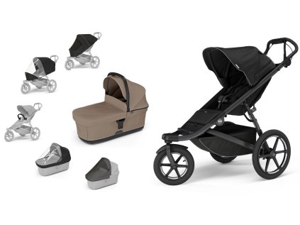JAMAR THULE URBAN GLIDE 3 black + hnědá korbička + orig. THULE doplňky (1)