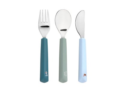 LÄSSIG Cutlery with Silicone Handle 3pcs Tiny Team dog