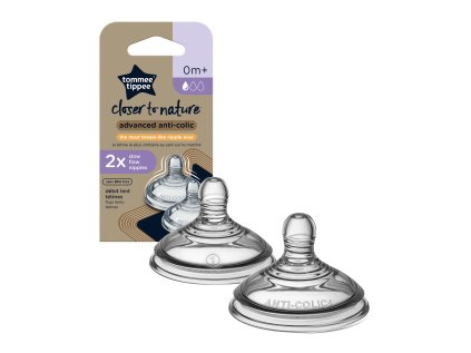 ANTI-COLIC, pomalý průtok, 0m+ náhradní savička, 2 ks