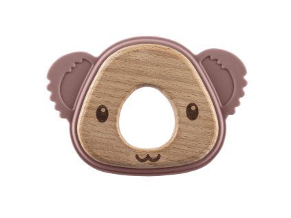 Silikonové dřevěné kousátko Koala, Old Pink