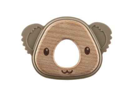 Silikonové dřevěné kousátko Koala, Sand Beige