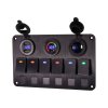 Panel s 6x spínači, CL, voltmetr + USB zásuvka, 12/24V