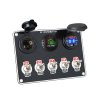 Panel s 5x spínači + 2x USB/Voltmetr a CL zásuvka, 12/24V