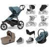 kočárek mid blue, korbička hnědá, autosedačka mid blue