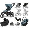 kočárek mid blue, korbička black, autosedačka mid blue