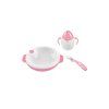 Set termotalířku s silikonovou lžičkou a hrnečkem, Pastel pink
