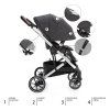 Set kočárek Quest+ korba+ adaptéry+ autosedačka+ báze, Vulcan Black/Silver