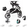 Set kočárek Quest+ korba+ adaptéry+ autosedačka+ báze, Vulcan Black/Silver