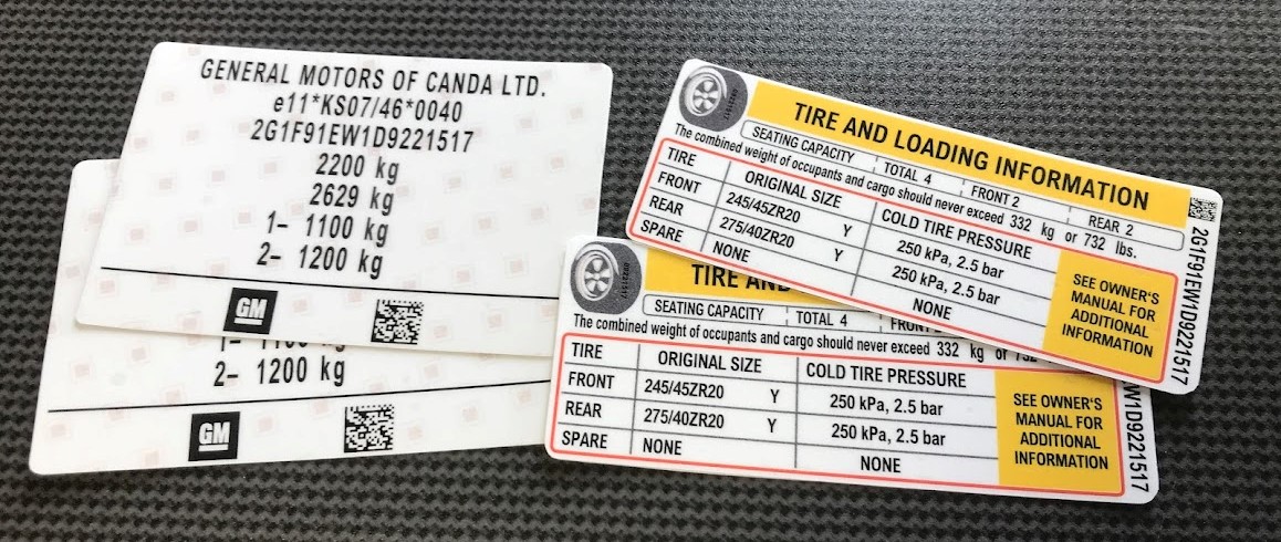 Výrobní štítek vozidla - GM