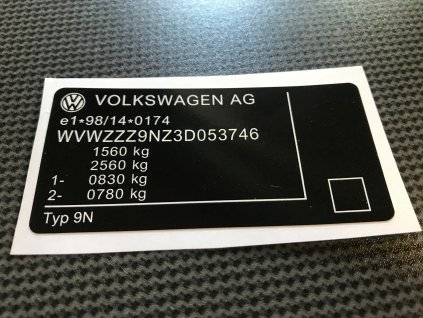 VIN sticker passat, VIN sticker Golf, VIN sticker Touran, VIN sticker Sharan, VIN label VOLKWAGEN, VIN stick VOLKSWAGEN, VIN sticker Volkswagen, VOLKSWAGEN VIN label, ID label, VIN LABEL poduction, production plate