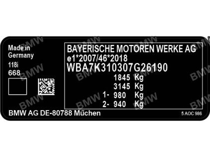 BMW štítek, BMW1, BMW2, BMW3, BMW4, Výroba štítků, výrobní štítky na vozidla, výrobní štítky na vozidlo, typový štítek vozidla, výroba štítku na auto, výrobní štítek