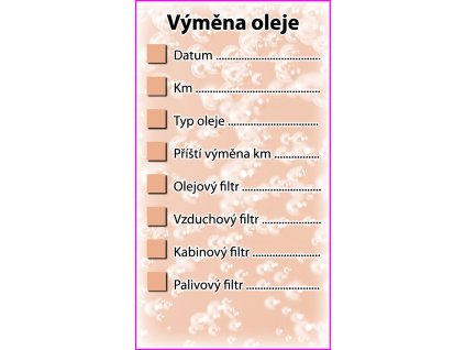 PVC štítek - výměna oleje PVC 9x5 cm