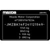 Mazda CX3, Mazda CX-30, Mazda CX-5, Mzda CX-7, Mazda CX-9, Mazda MX-5 - výrobní štítek, typový štítek vozidla, povinný štítek výrobce