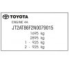 TOYOTA typový štítek, TOYOTA štítek, TOYOTA výrobní štítek, TOYOTA typový štítek vozidla, TOYOTA štítek, TOYOTA PVC štítek
