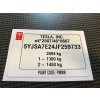 TESLA typový štítek, TESLA štítek, TESLA výrobní štítek, TESLA typový štítek vozidla, TESLA štítek, TESLA PVC štítek
