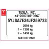VIN label TESLA, VIN stick TESLA, vin sticker TESLA, TESLA ID label, TESLA VIN label, TESLA VIN LABEL poduction, TESLA production plate