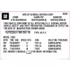 VIN label GM, VIN stick GM, vin sticker GM, GM ID label, GM VIN label, GM VIN LABEL poduction, GM production plate