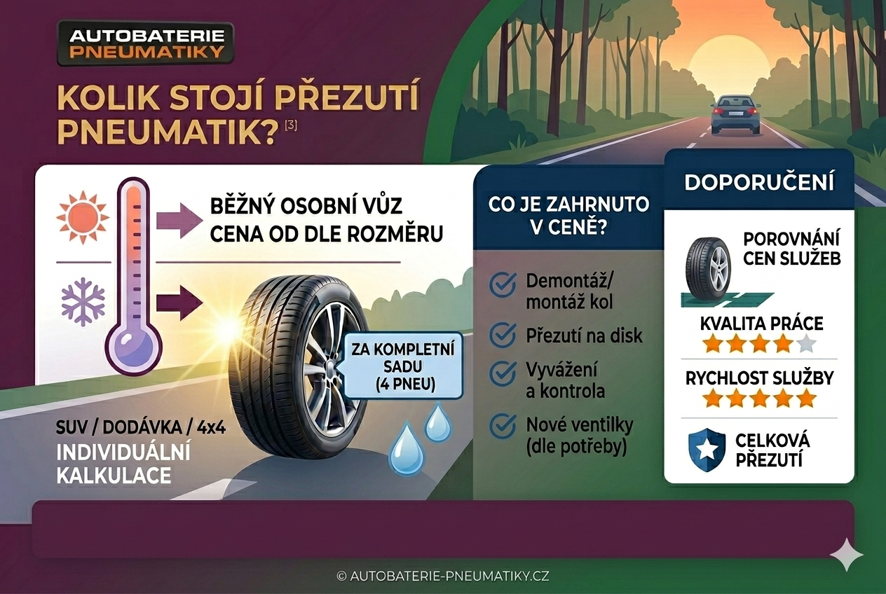 Kolik stojí přezutí pneumatik a co je v ceně zahrnuto?