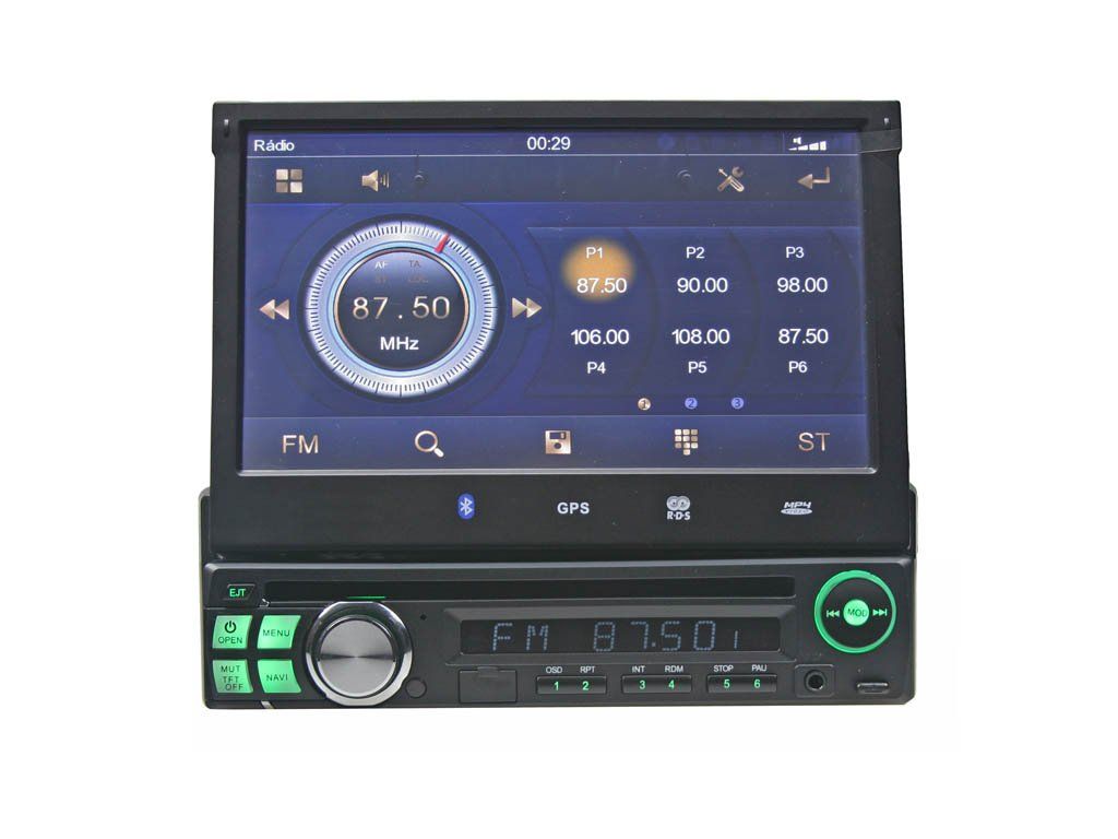 1DIN DVD autorádio s výsuvným 7" LCD, bluetooth,multicolor, SD/USB/FM/DUAL-GPS/RDS/ČESKÉ MENU