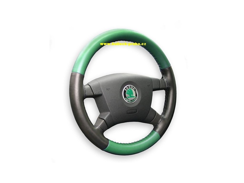 Kožený potah volantu Maria Cavallo - dvojbarevný zelenočerný (světlá  zelená) - AUTOdesignPLUS