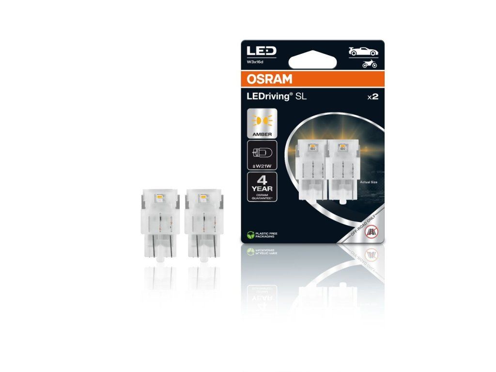OSRAM LED 12V W21W W3x16d oranžová (2ks) Duo-blister