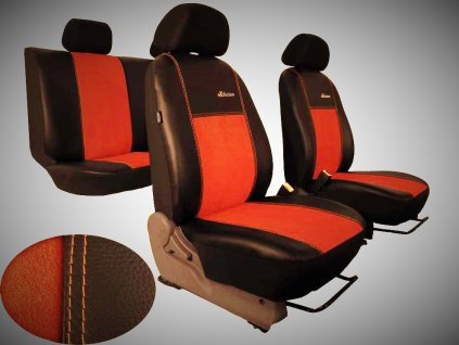 Autopotahy HYUNDAI I 10 II, od r. v. 2013-2020, EXCLUSIVE kůže a alcantara cihlové