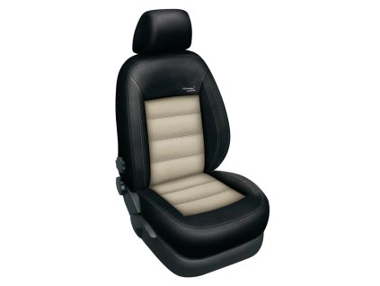 Autopotahy Škoda Rapid, AUTENTIC LEATHER, dělená, bez zadní loketní opěrky, černobéžové