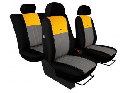 Autopotahy VOLKSWAGEN POLO V, dělená zadní sedadla, od r. v.2009, DUO TUNING žluto šedé