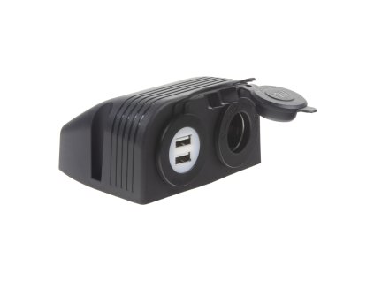Dvojitá zásuvka s panelem 1x CL + 2x nabíječka USB voděodolná