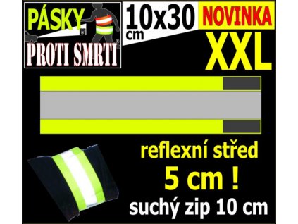LEMAC-Reflexní páska rychloupínací, Hi-Vis žlutá, délka 30cm, XXL