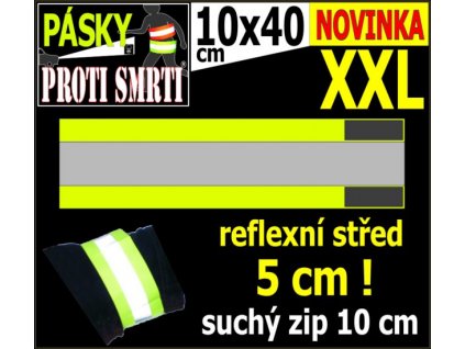 LEMAC-Reflexní páska rychloupínací, Hi-Vis žlutá, délka 40cm, XXL