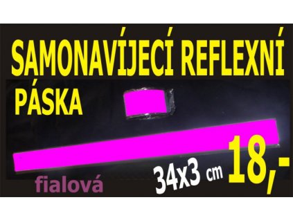 LEMAC-Reflexní páska samonavíjecí, fialová 34x3 cm