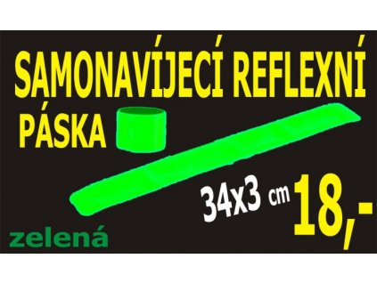 LEMAC-Reflexní páska samonavíjecí, zelená 34x3 cm