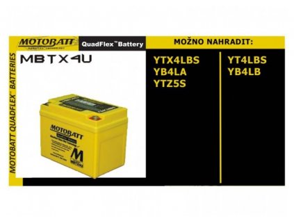 MotoBatt MBTX4U - 3,8 AH 50A 12V - Baterie přednabitá