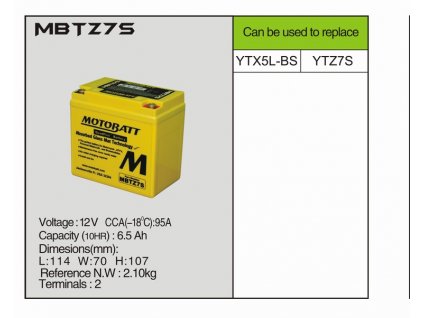 MotoBatt MBTZ7S - 6,5Ah 130A 12V - Baterie přednabitá