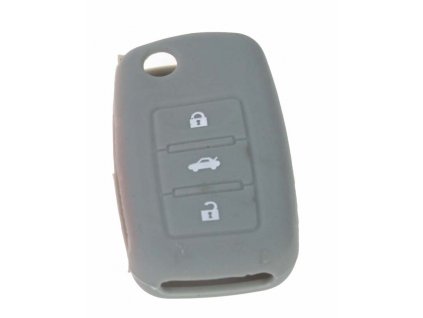 Silikonový obal pro klíč Škoda, VW, Seat 3-tlačítkový, šedý