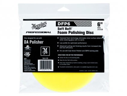 Meguiar's Soft Buff Foam Polishing Disc 6 palc lešticí kotouč pro DA leštičku (střední), 6palcový