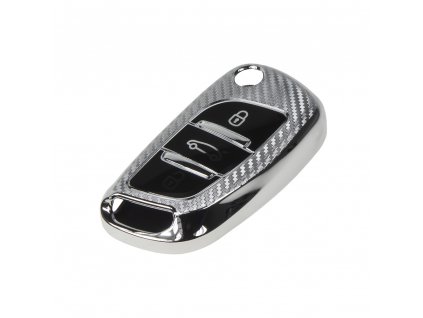 TPU obal pro klíč Peugeot/Citroën, 3-tlačítkový, carbon silver