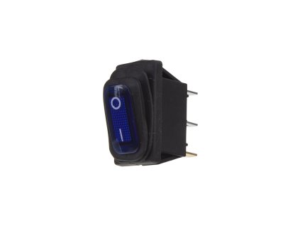 Spínač kolébkový hranatý, voděodolný, 20A modrý s podsvícením