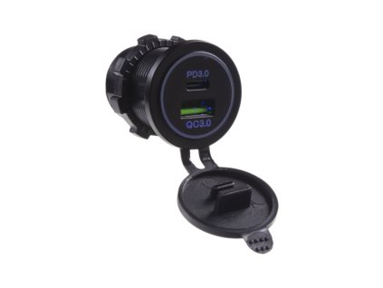 USB QC3.0 + USB-C zásuvka 12/24V