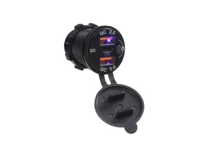 2x nabíječka USB QC3.0 + USB-C, voděodolná, hliníková do panelu