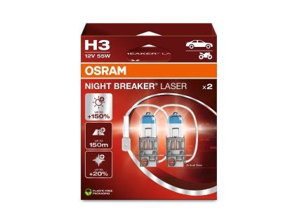 OSRAM 12V H3 55W night breaker laser (2ks) Duo-box