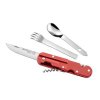 BIVOUAC FRENCH NAVY CAMP KNIFE RED HANDLE - TEXTILE POUCH - FORK and SPOON