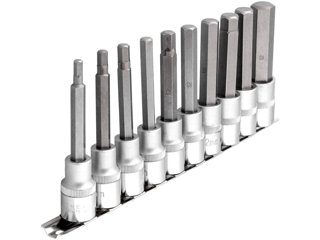 Kľúče IMBUS 1/2'' H5-H17 dlhé 100mm na lište RICHMANN C6922