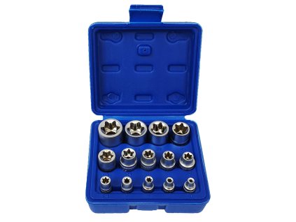 Nástrčné hlavice E TORX E4-E24 3/8'' 1/2'' 1/4'', súprava14 ks 10628/F08061