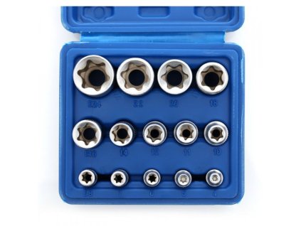 Kľúče torx-E, E4-E24 ,Sada 14 ks nástrčných kľúčov E-torx 3/8" 1/2" 1/4" MGS13024/KD10335