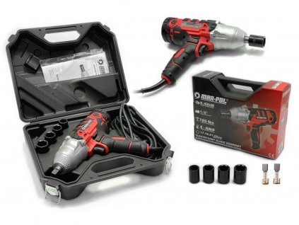 Elektrický úderový kľúč, uťahovák na kolesá 720Nm + úderové hlavice 17-22mm M8048